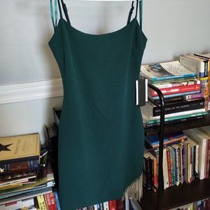 Green mini dress with rhinestones